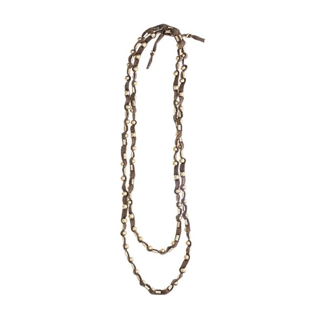COLLAR LARGO TUBO LAZO CUENTAS METAL