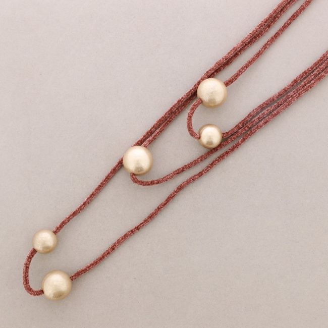 COLLAR LARGO TRIPLE CHENILLA BOLAS