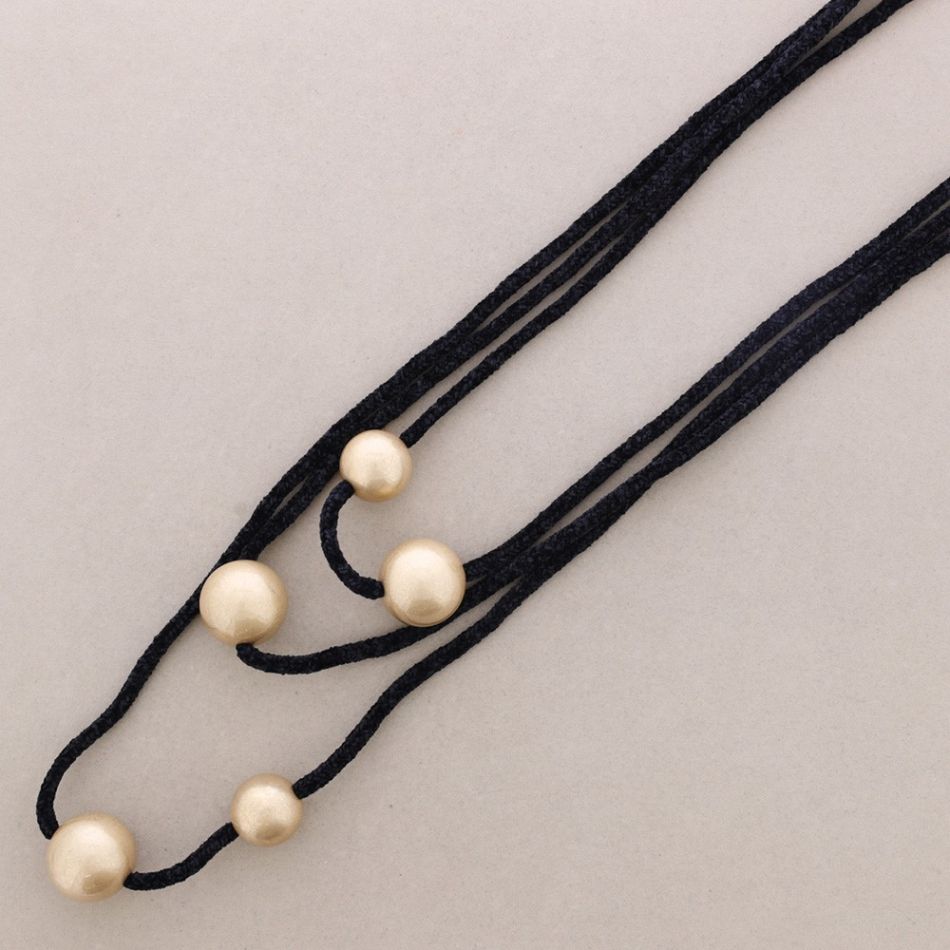 COLLAR LARGO TRIPLE CHENILLA BOLAS