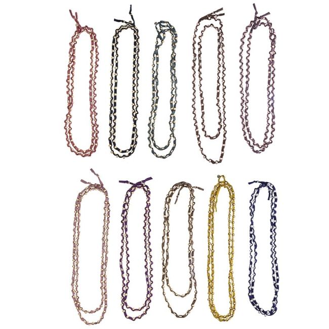 LONG TUBE NECKLACE WITH METAL BEADS