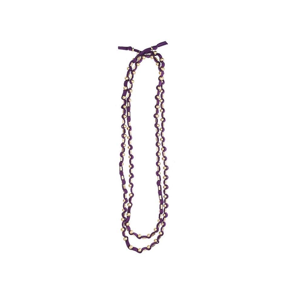 COLLAR LARGO TUBO LAZO CUENTAS METAL
