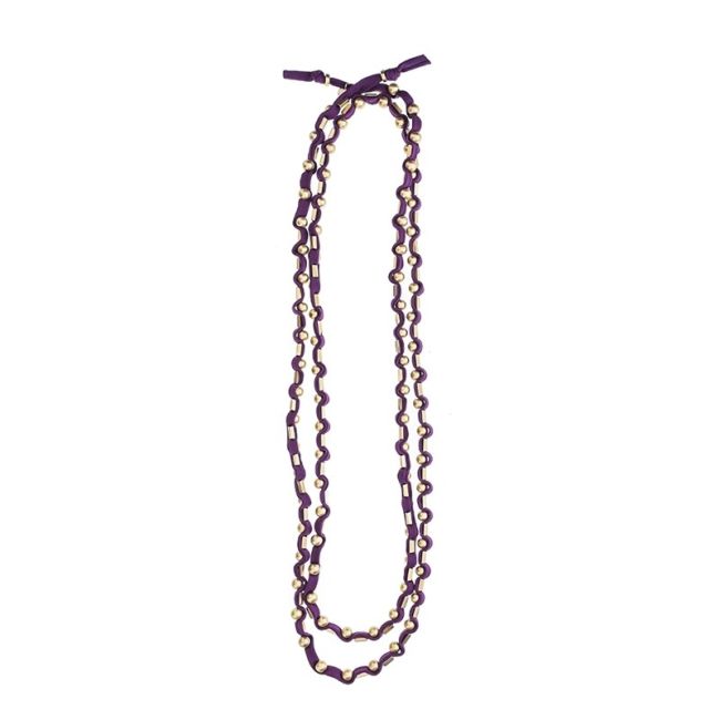 COLLAR LARGO TUBO LAZO CUENTAS METAL