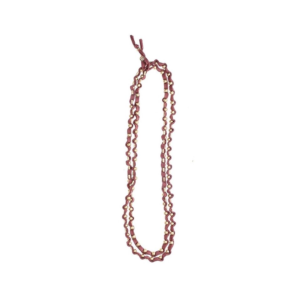 COLLAR LARGO TUBO LAZO CUENTAS METAL