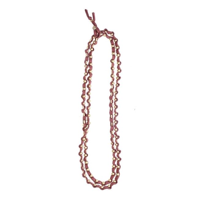 COLLAR LARGO TUBO LAZO CUENTAS METAL