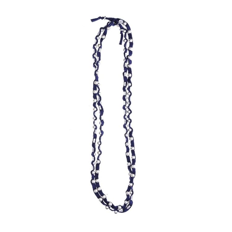 COLLAR LARGO TUBO LAZO CUENTAS METAL 2
