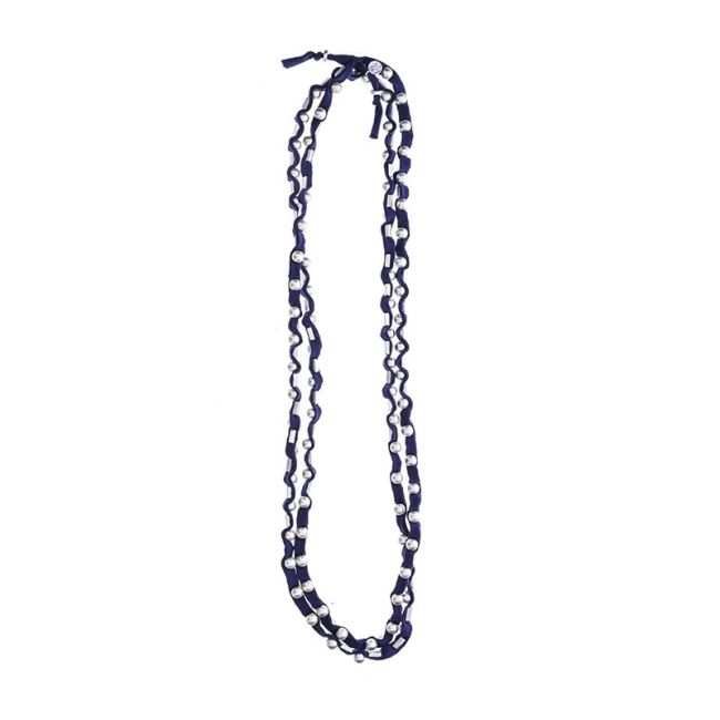 LONG TUBE NECKLACE WITH METAL BEADS