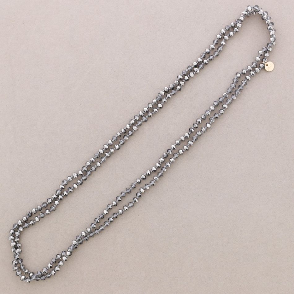 COLLAR LARGO NUDOS BOLAS FACETADAS CRISTAL 1.5M*6MM