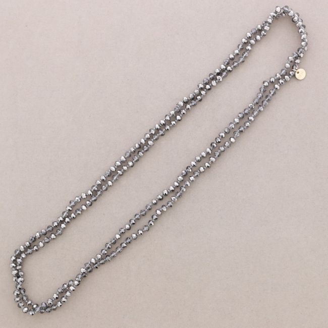 COLLAR LARGO NUDOS BOLAS FACETADAS CRISTAL 1.5M*6MM