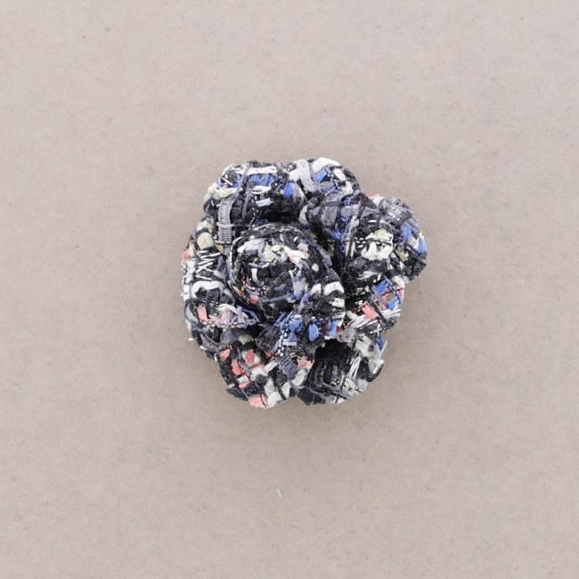 PRINTED FABRIC FLOWER BROOCH 4CM