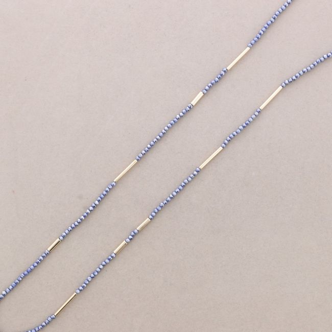 LONG NECKLACE WITH FACETED CRYSTALS METAL BEADS