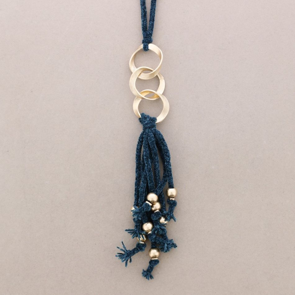 COLLAR LARGO ESLABONES FLECO CHENILLA BOLAS