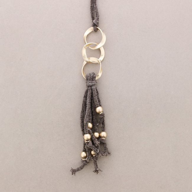 LONG NECKLACE WITH FRINGED LINKS CHENILLE BEADS
