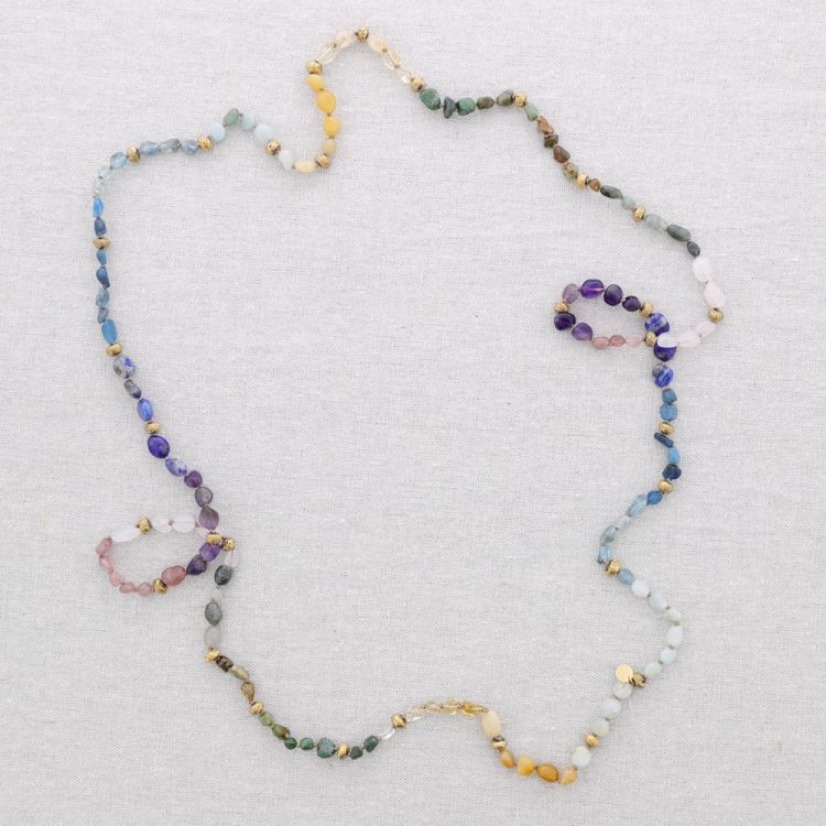 LONG STEEL NECKLACE KNOTS STONES 2