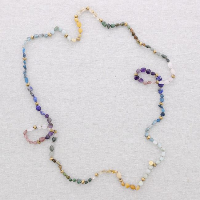 LONG STEEL NECKLACE KNOTS STONES