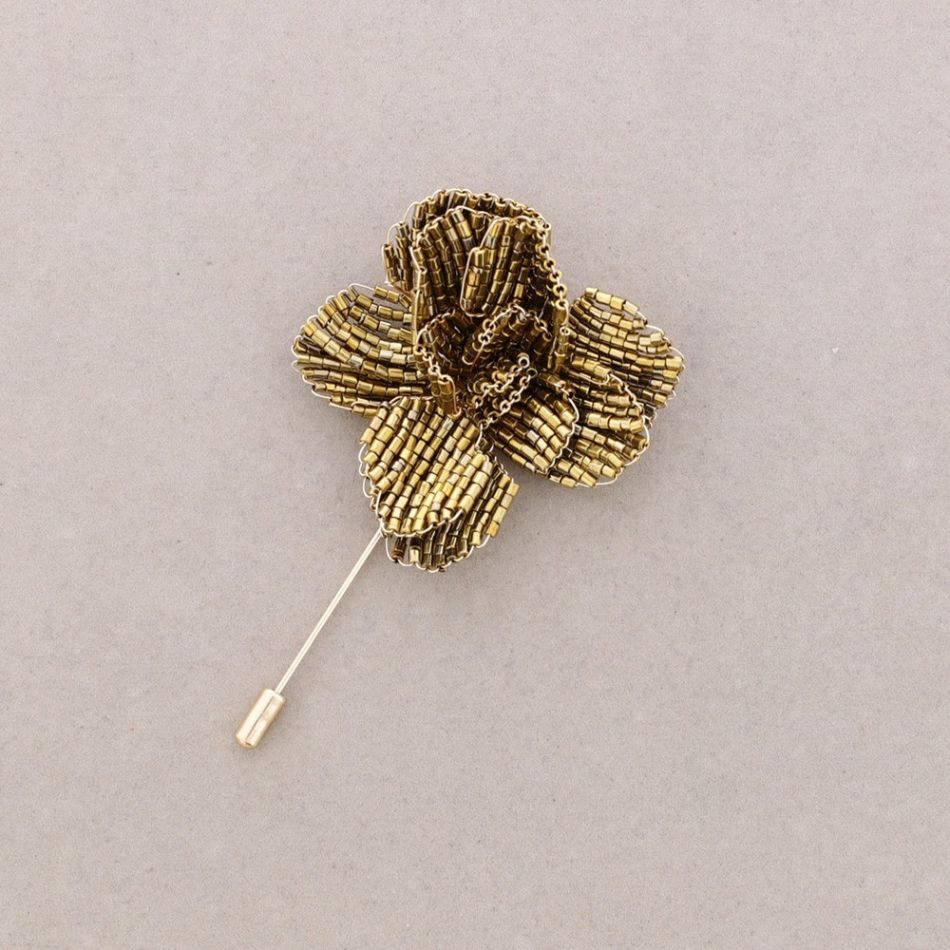 BROCHE AGUJA FLOR CRISTALES FACETADOS