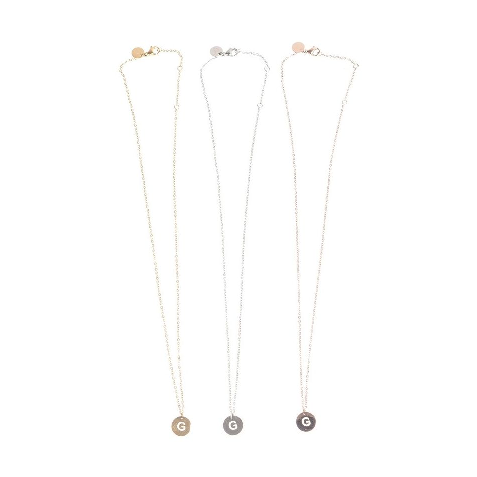 STEEL LETTER G PLATE SHORT NECKLACE