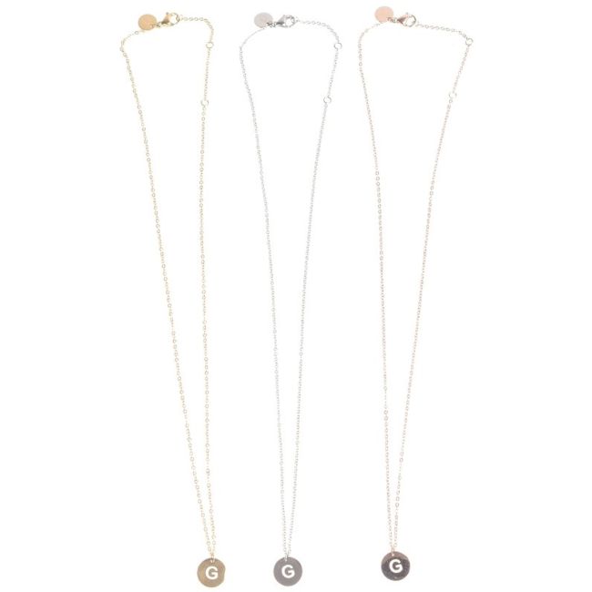 STEEL LETTER G PLATE SHORT NECKLACE