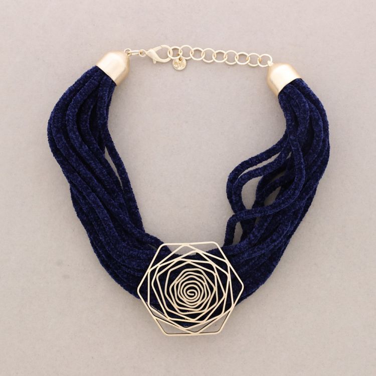 GARGANTILLA CORDONES CHENILLA FLOR METAL 2