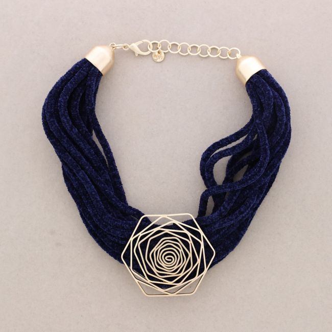 GARGANTILLA CORDONES CHENILLA FLOR METAL