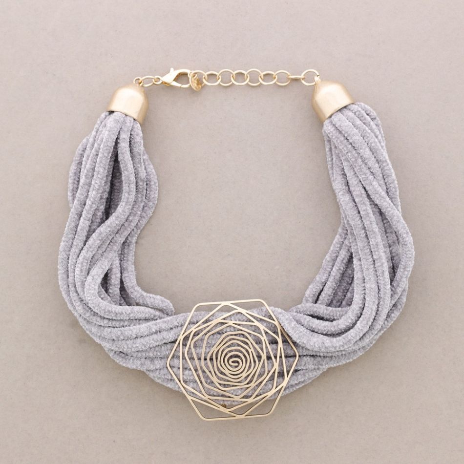 GARGANTILLA CORDONES CHENILLA FLOR METAL
