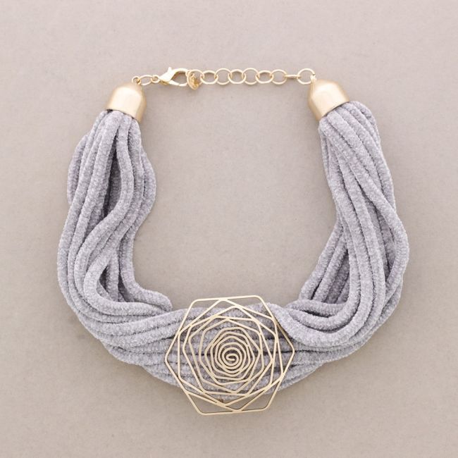 GARGANTILLA CORDONES CHENILLA FLOR METAL