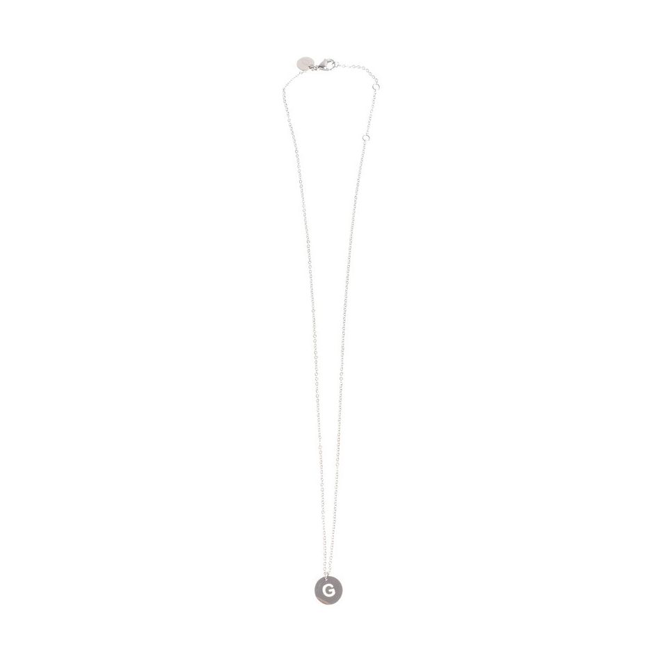 STEEL LETTER G PLATE SHORT NECKLACE
