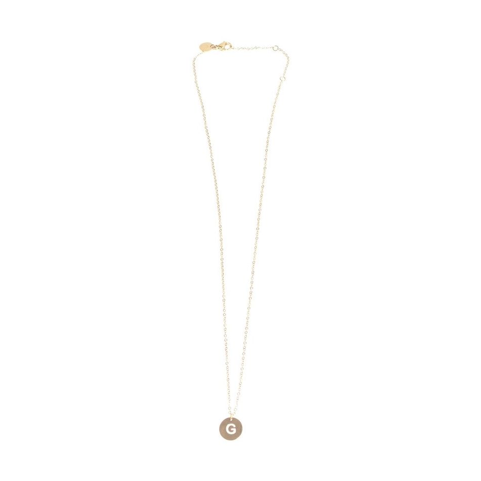STEEL LETTER G PLATE SHORT NECKLACE