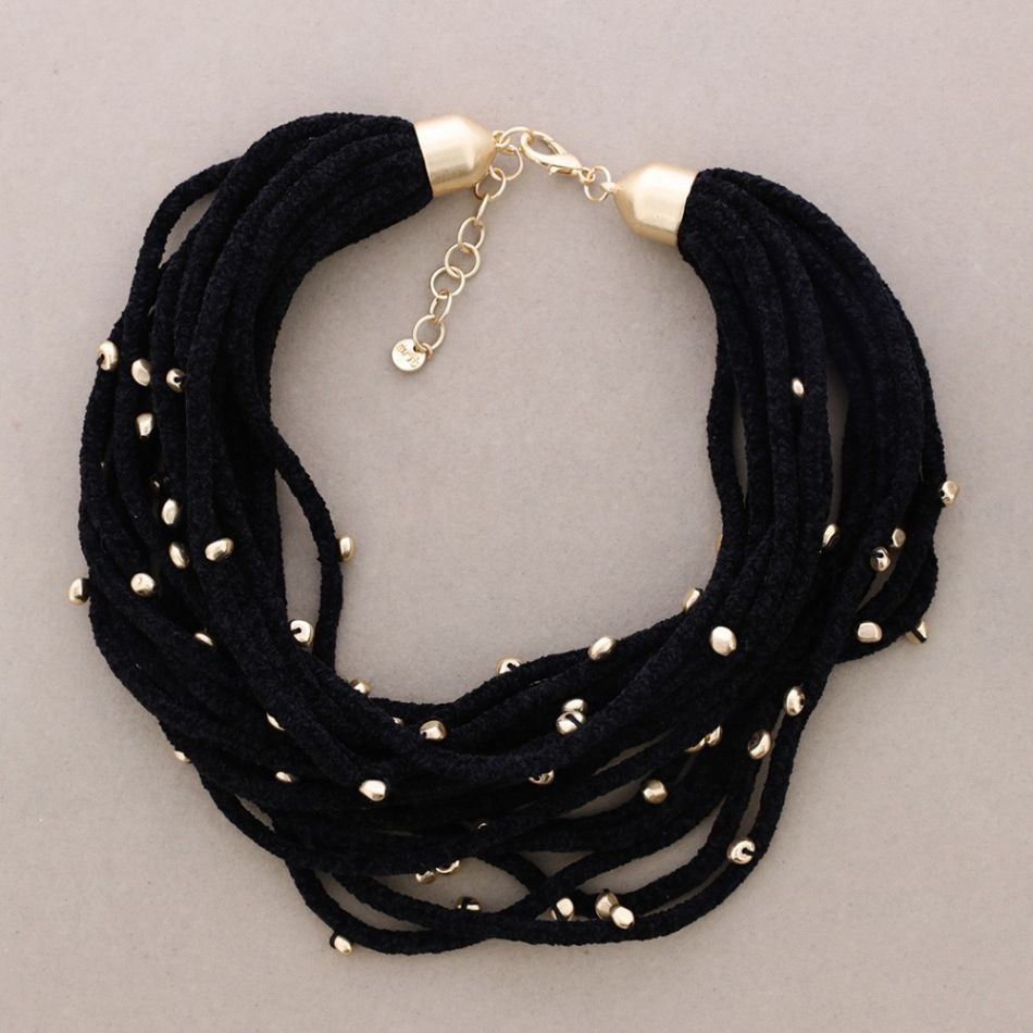 METAL FINISH BEADED CHENILLE CHOKER