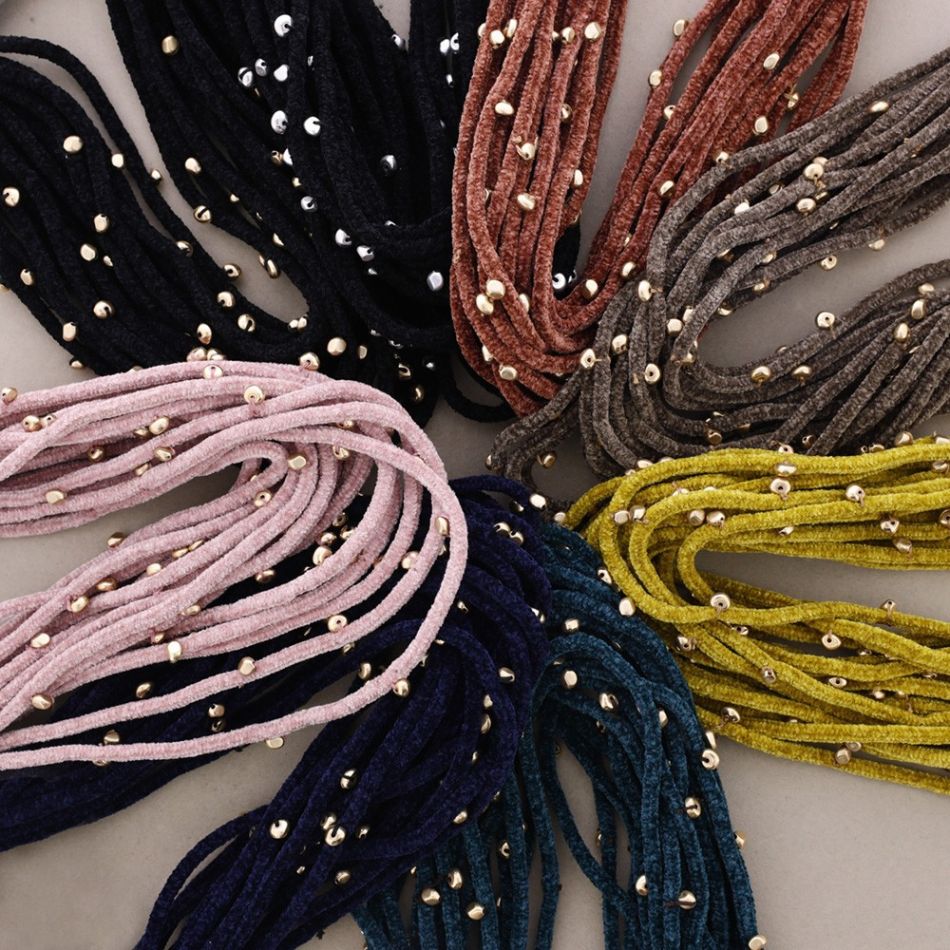 METAL FINISH BEADED CHENILLE CHOKER