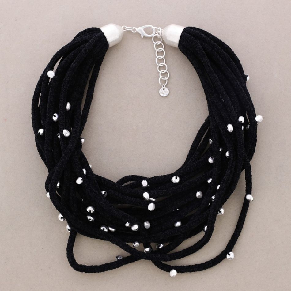 METAL FINISH BEADED CHENILLE CHOKER