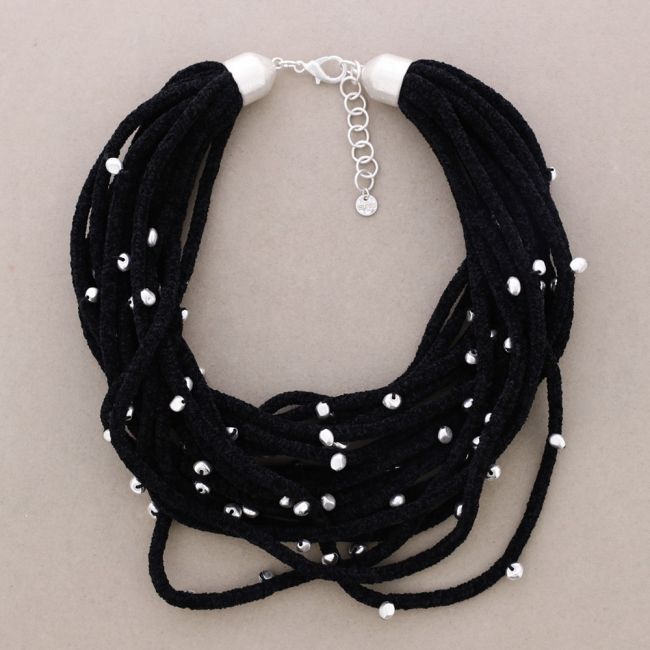 METAL FINISH BEADED CHENILLE CHOKER