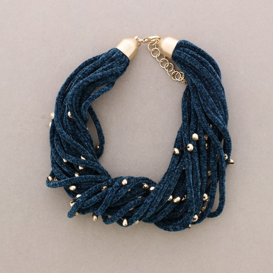 METAL FINISH BEADED CHENILLE CHOKER