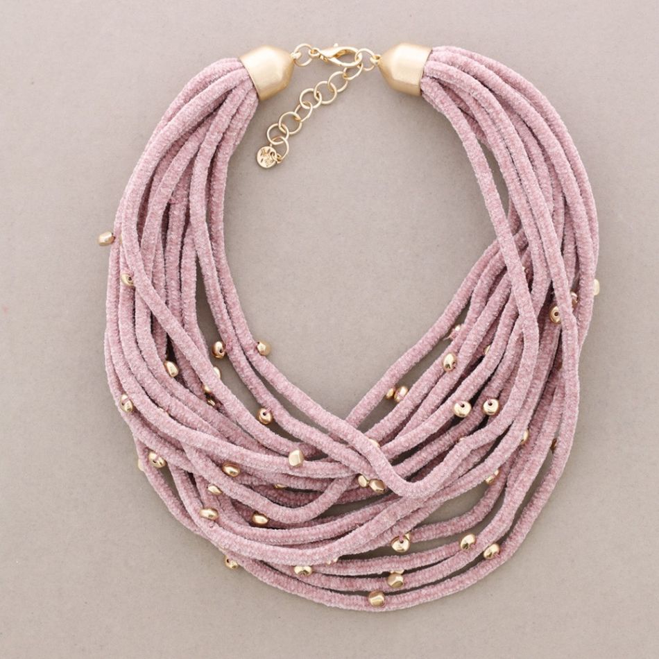 METAL FINISH BEADED CHENILLE CHOKER