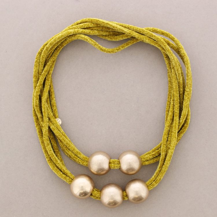 LONG CHENILLE NECKLACE WITH METAL FINISH BEADS 2