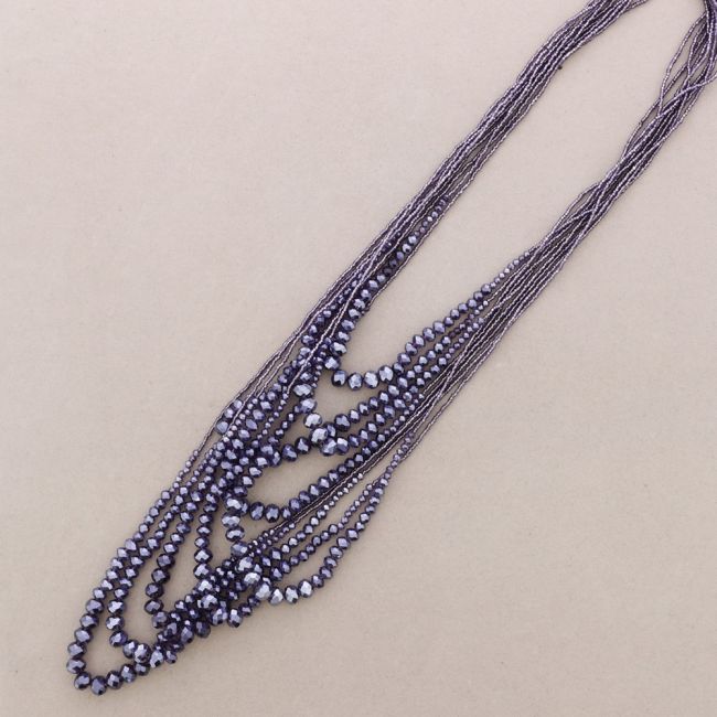 LONG NECKLACE 9 ROWS FACETED CRYSTALS