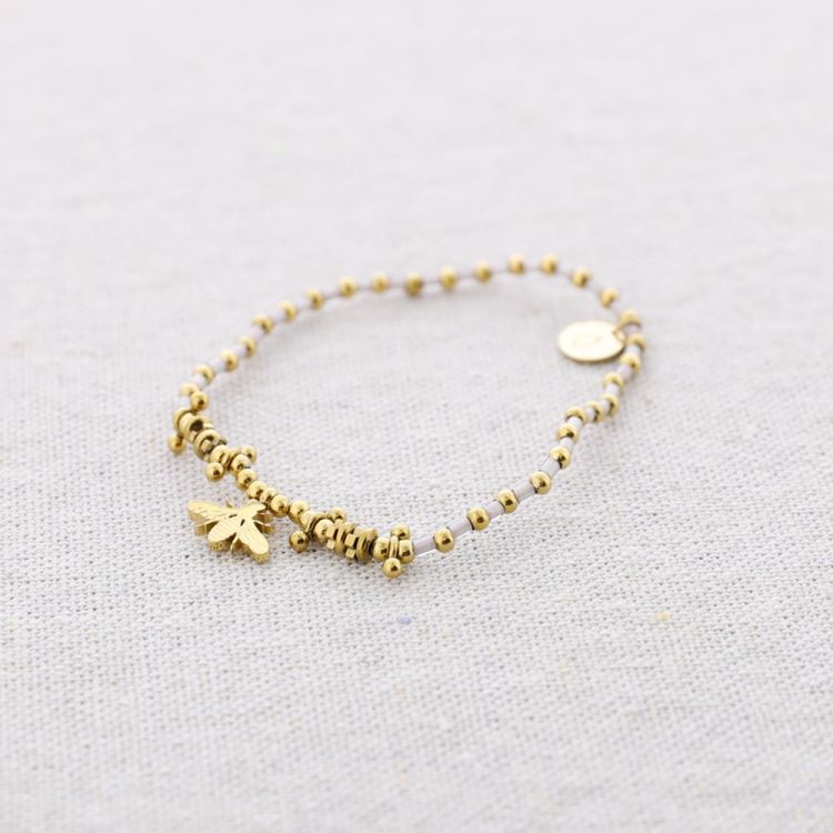 PULSERA ELÁSTICA CUENTAS ACERO ABEJITA 2