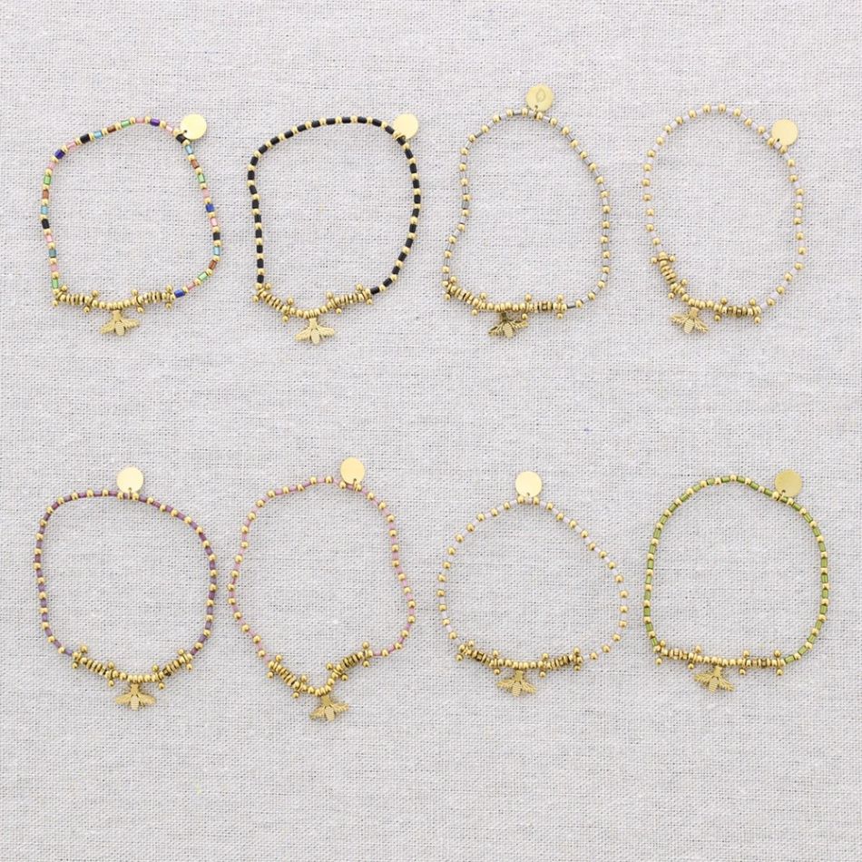 LITTLE BEE STEEL BEADS ELASTIC BRACELET