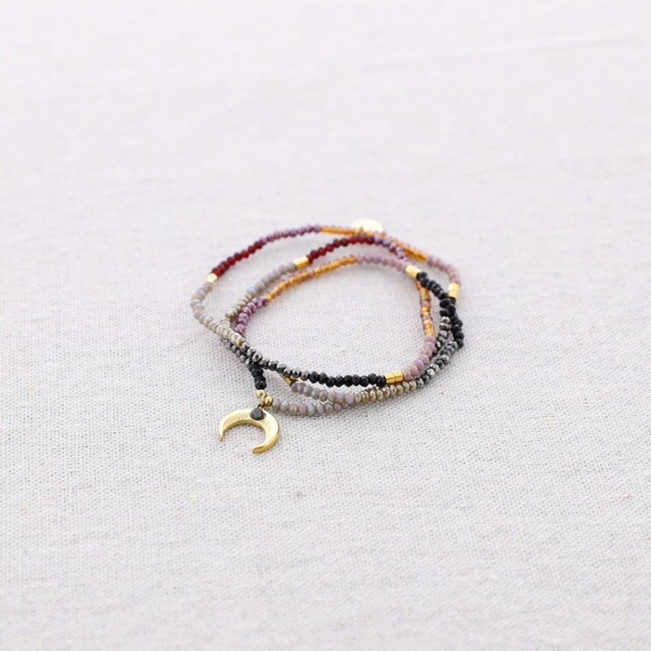 STEEL ELASTIC BRACELET BEADS HORN PENDANT