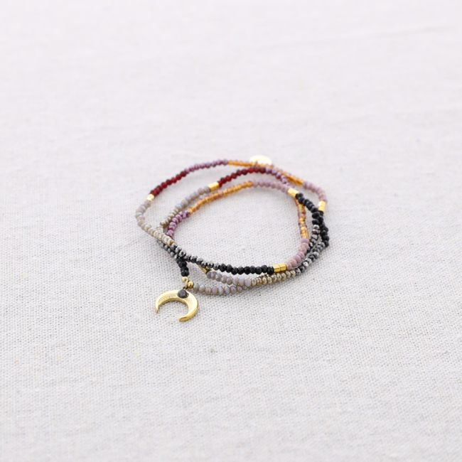 STEEL ELASTIC BRACELET BEADS HORN PENDANT