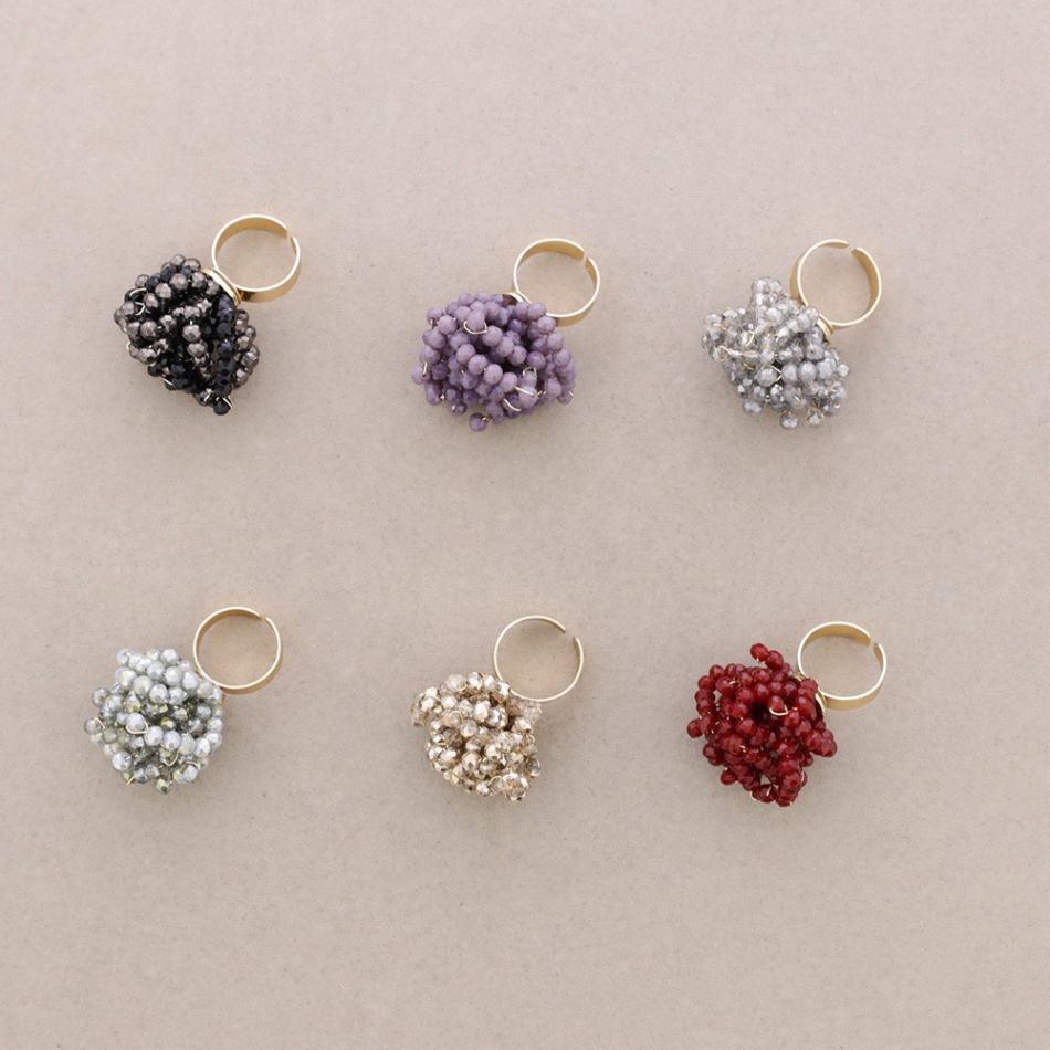 ADJUSTABLE FLOWER RING FACETED CRYSTALS