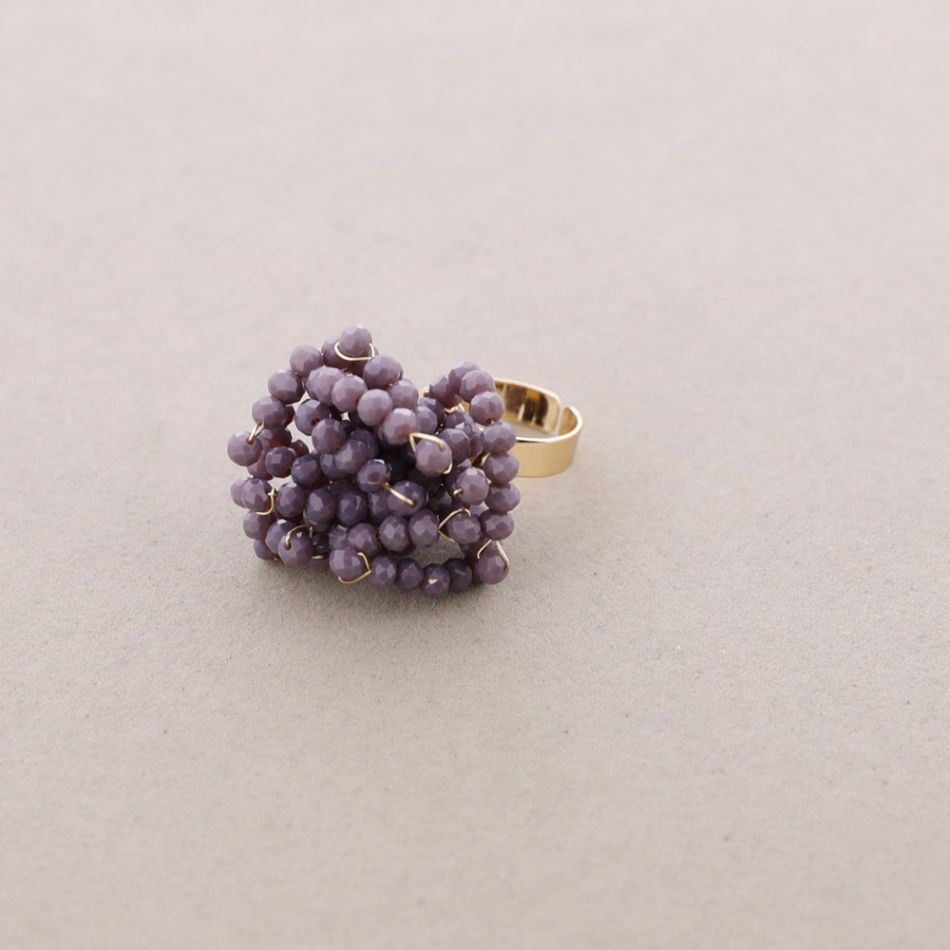 ANILLO FLOR AJUSTABLE CRISTALES FACETADOS