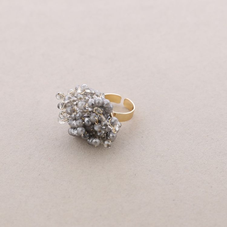 ANILLO FLOR AJUSTABLE CRISTALES FACETADOS 2