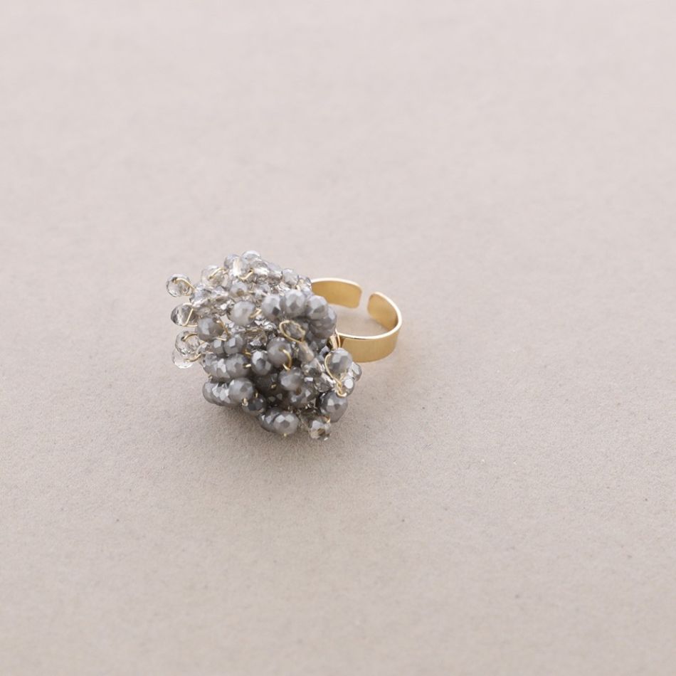 ANILLO FLOR AJUSTABLE CRISTALES FACETADOS
