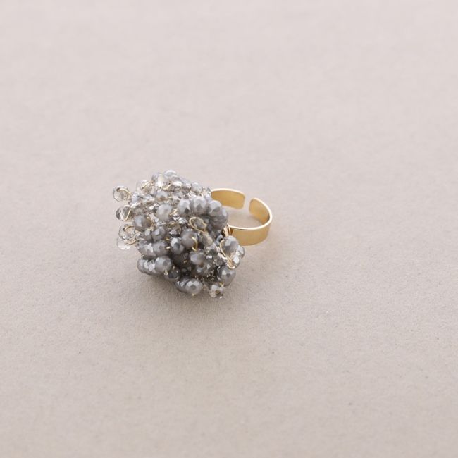 ANILLO FLOR AJUSTABLE CRISTALES FACETADOS