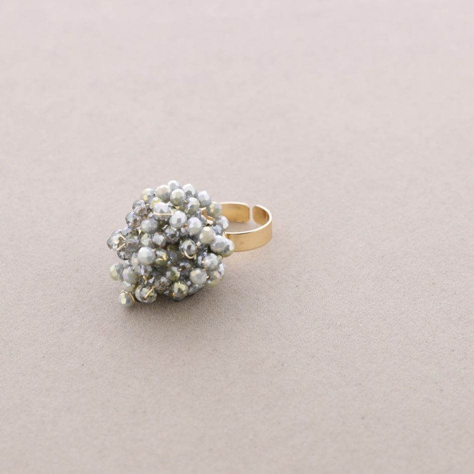 ANILLO FLOR AJUSTABLE CRISTALES FACETADOS
