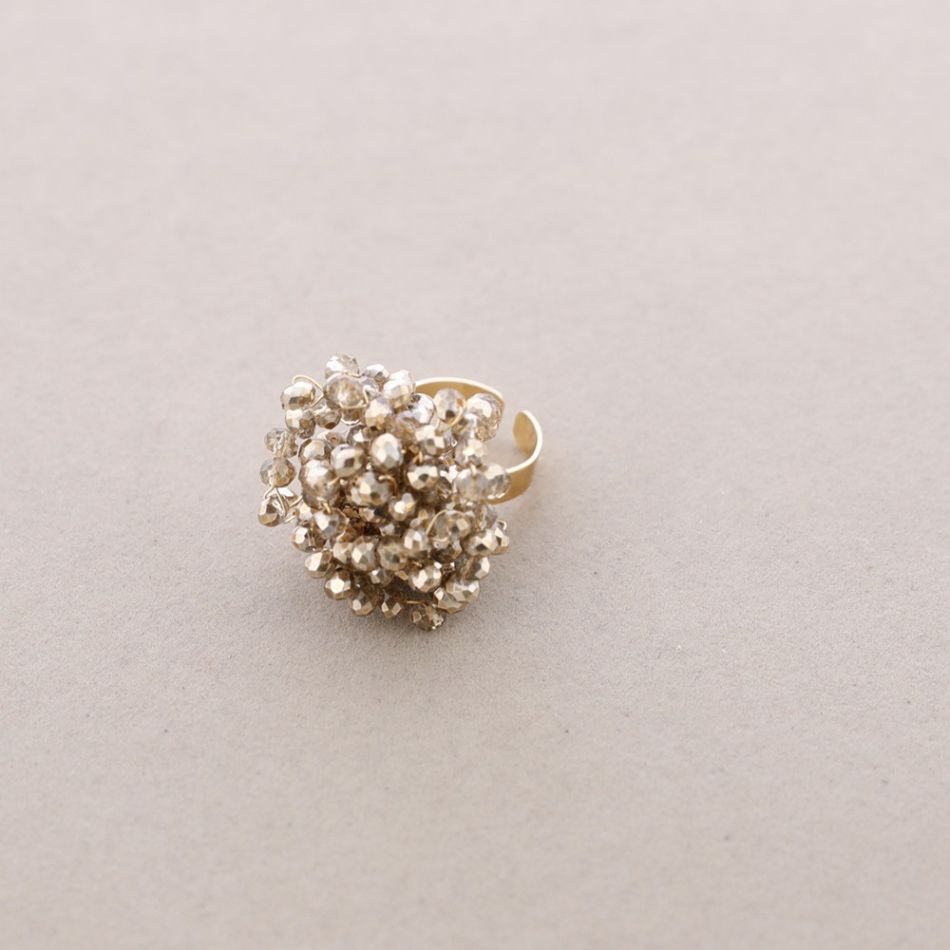 ANILLO FLOR AJUSTABLE CRISTALES FACETADOS