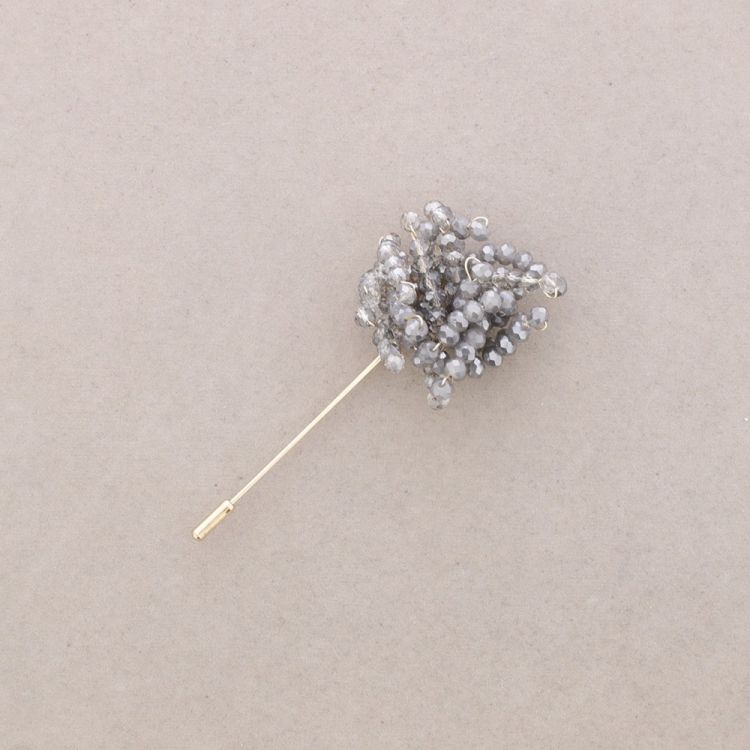 BROCHE AGUJA FLOR AJUSTABLE CRISTALES FACETADOS 2