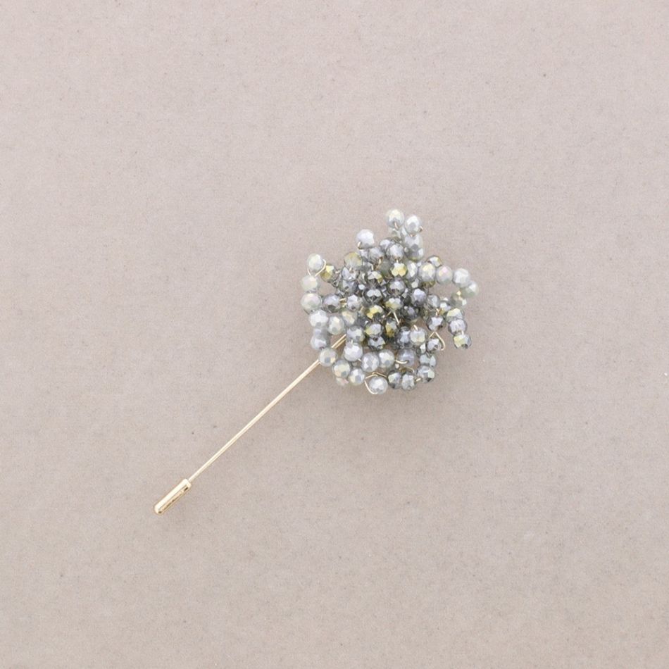 ADJUSTABLE FLOWER NEEDLE BROOCH FACETED CRYSTALS