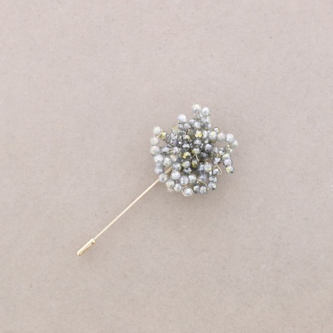 ADJUSTABLE FLOWER NEEDLE BROOCH FACETED CRYSTALS
