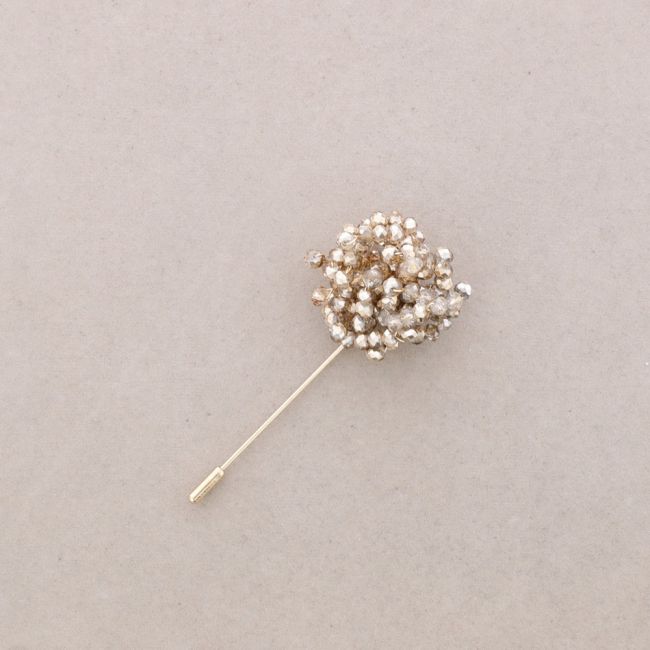 ADJUSTABLE FLOWER NEEDLE BROOCH FACETED CRYSTALS